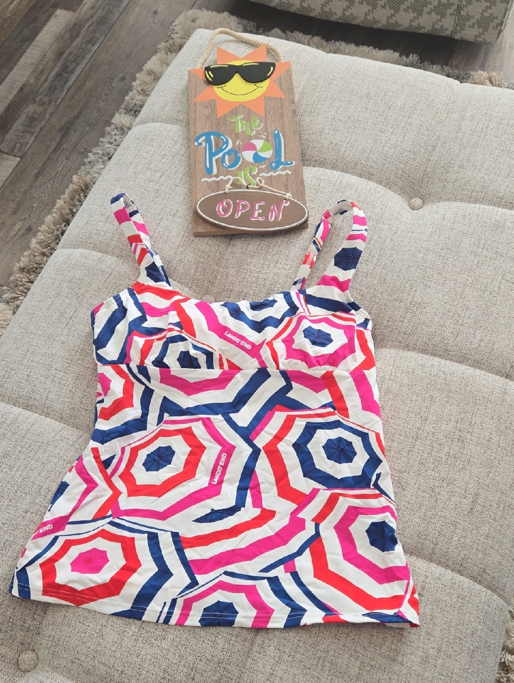 Lands' End Colorful Geometric Tankini Top